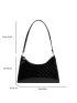 Stitch Detail Baguette Bag Solid Black