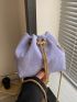 Chain & Faux Pearl Decor Bucket Bag Polyester Purple