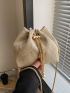 Chain & Faux Pearl Decor Bucket Bag Polyester