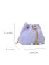 Chain & Faux Pearl Decor Bucket Bag Polyester Purple