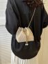 Chain & Faux Pearl Decor Bucket Bag Polyester