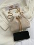 Chain & Faux Pearl Decor Bucket Bag Polyester