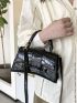 Small Novelty Bag Fashionable Crocodile Embossed Top Handle Flap PU