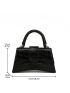 Small Novelty Bag Fashionable Crocodile Embossed Top Handle Flap PU