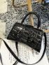 Small Novelty Bag Fashionable Crocodile Embossed Top Handle Flap PU