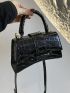 Small Novelty Bag Fashionable Crocodile Embossed Top Handle Flap PU