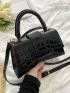 Small Novelty Bag Fashionable Crocodile Embossed Top Handle Flap PU