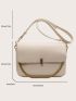 Chain Decor Square Bag Beige Flap PU Fashionable