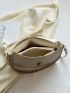 Chain Decor Square Bag Beige Flap PU Fashionable