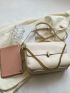 Chain Decor Square Bag Beige Flap PU Fashionable