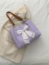 Bow Decor Square Bag Ruched Detail