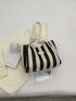 Striped Pattern Straw Bag Small Vacation