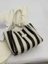 Striped Pattern Straw Bag Small Vacation