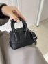 Mini Dome Bag Fashionable Litchi Embossed Double Handle PU