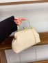 Small Straw Bag Vacation Kiss Lock Top Handle Chain PP