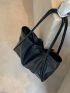 Large Capacity Shoulder Tote Bag Fashionable Black PU