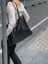 Large Capacity Shoulder Tote Bag Fashionable Black PU