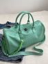 Crocodile Embossed Chain Decor Duffel Bag