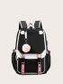 Large School Bag For Teenage Girls USB Port Canvas Schoolbag Student Book Bag Fashion Black Pink Teen School Backpack