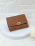 Litchi Embossed Small Wallet Fashionable Metal Decor PU