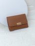 Litchi Embossed Small Wallet Fashionable Metal Decor PU