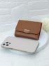 Litchi Embossed Small Wallet Fashionable Metal Decor PU