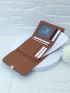 Litchi Embossed Small Wallet Fashionable Metal Decor PU