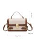 Mini Square Bag Fashionable Litchi Embossed Twist Lock Flap PU