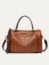 Brown Duffel Bag Vintage Double Handle PU