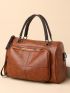 Brown Duffel Bag Vintage Double Handle PU