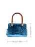 Mini Square Bag Funky Metallic Crocodile Embossed Letter Graphic Double Handle PU