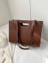 Small Shoulder Tote Bag Elegant Brown PU