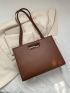 Small Shoulder Tote Bag Elegant Brown PU