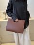 Small Shoulder Tote Bag Elegant Brown PU