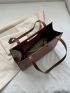 Small Shoulder Tote Bag Elegant Brown PU