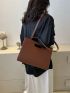 Small Shoulder Tote Bag Elegant Brown PU