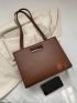 Small Shoulder Tote Bag Elegant Brown PU