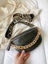 Small Fanny Pack Fashionable Bow & Letter Embossed Chain Decor PU