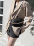 Small Fanny Pack Fashionable Bow & Letter Embossed Chain Decor PU