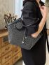 Studded Shoulder Tote Bag With Coin Purse