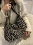 Leopard Pattern Hobo Bag Fashionable Adjustable Strap Nylon