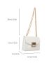 Mini Square Bag Fashionable Crocodile Embossed Metal Lock Flap Chain PU