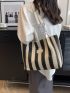 Striped Pattern Straw Bag Small Vacation