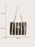 Striped Pattern Straw Bag Small Vacation