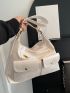 White Hobo Bag Fashionable Multi Pocket Adjustable Strap PU