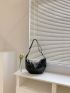 Oversized Hobo Bag Fashionable Black Adjustable Strap PU