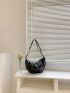 Oversized Hobo Bag Fashionable Black Adjustable Strap PU