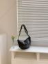 Oversized Hobo Bag Fashionable Black Adjustable Strap PU