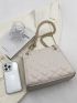 PU Square Bag Quilted Detail With Chain