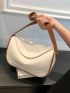 Litchi Embossed Hobo Bag Elegant Contrast Binding PU